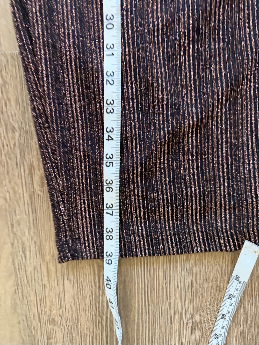 Metalic glitter rose gold stripe body con dress - Picture 6 of 9